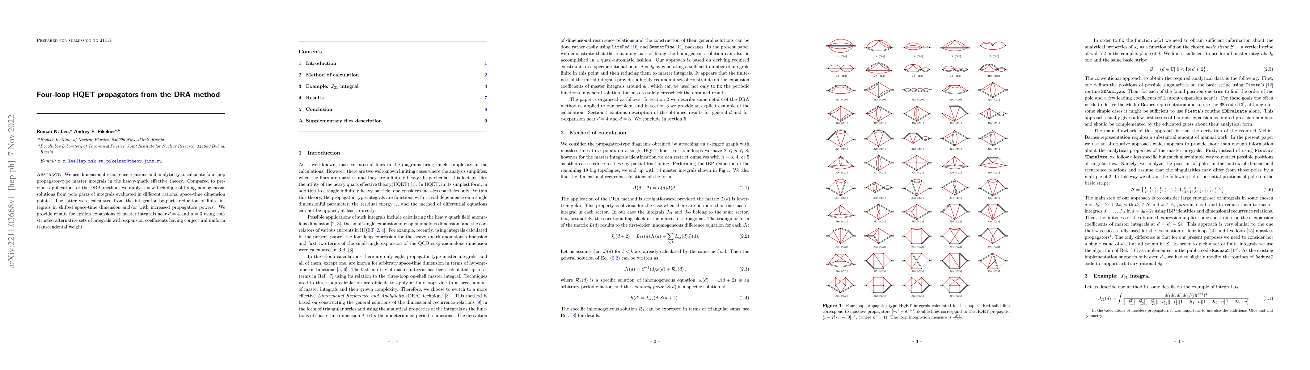 Thumbnail for Four-loop HQET propagators from the DRA method