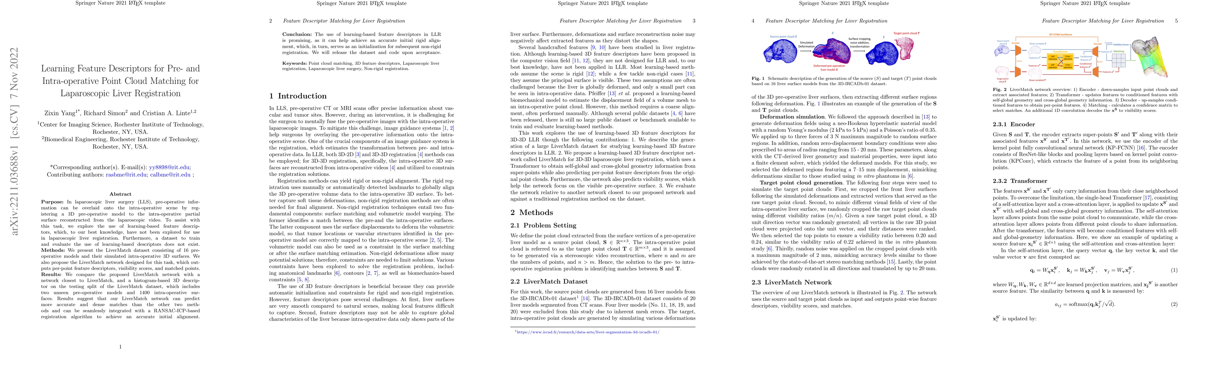 Thumbnail for Learning Feature Descriptors for Pre- and Intra-operative Point Cloud
  Matching for Laparoscopic Liver Registration
