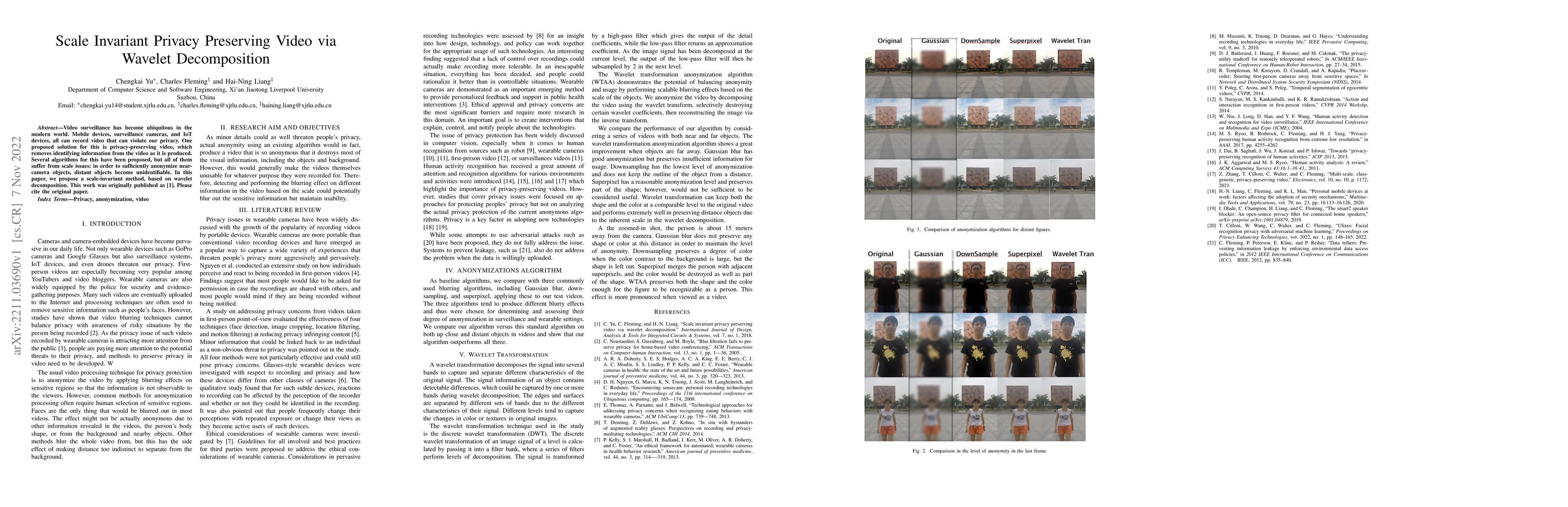 Thumbnail for Scale Invariant Privacy Preserving Video via Wavelet Decomposition