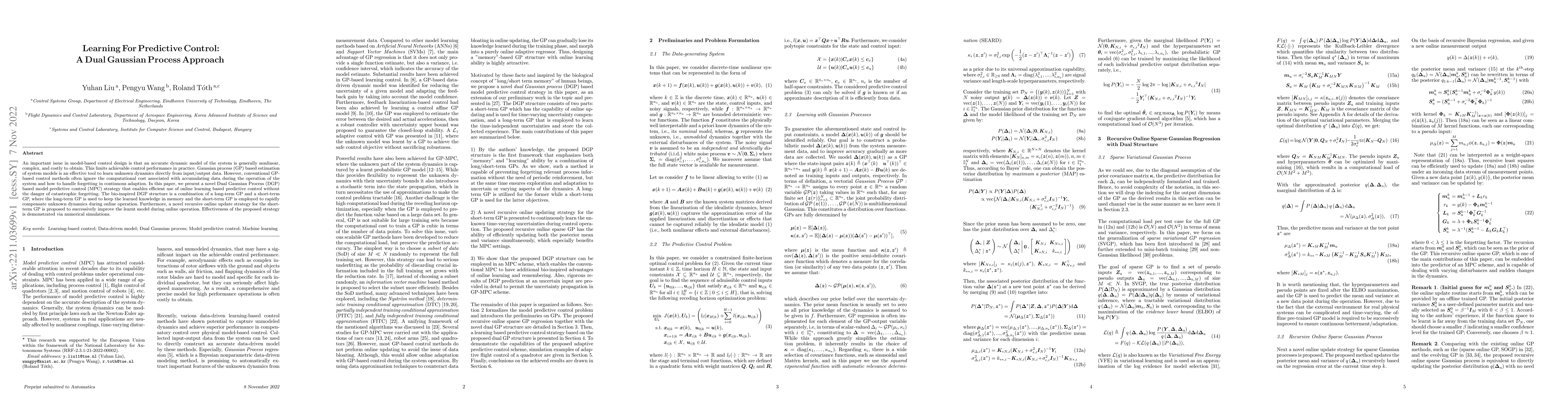 Thumbnail for Learning For Predictive Control: A Dual Gaussian Process Approach