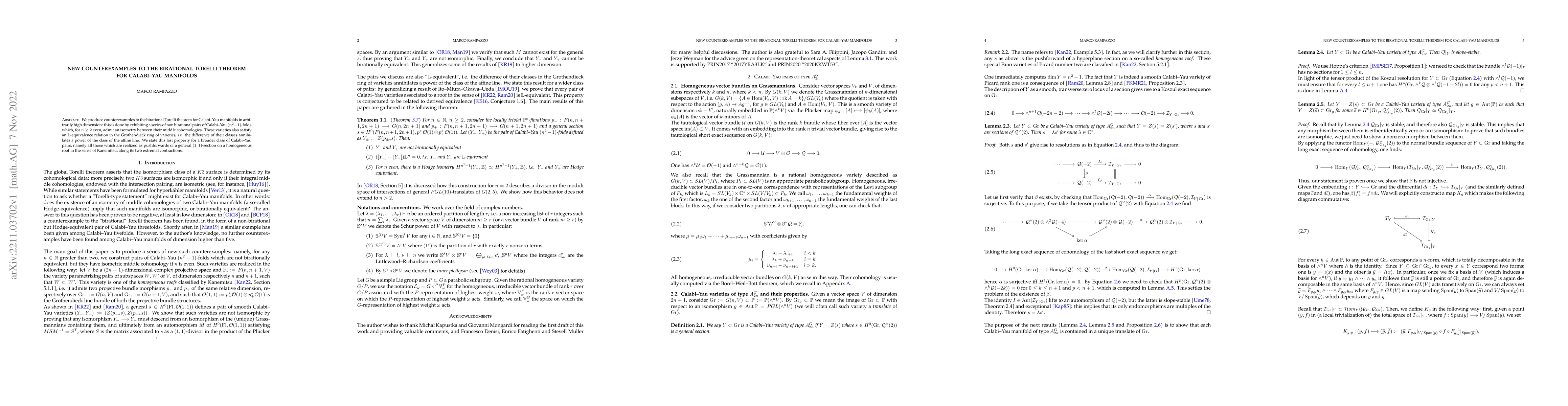 Thumbnail for New counterexamples to the birational Torelli theorem for Calabi--Yau
  manifolds