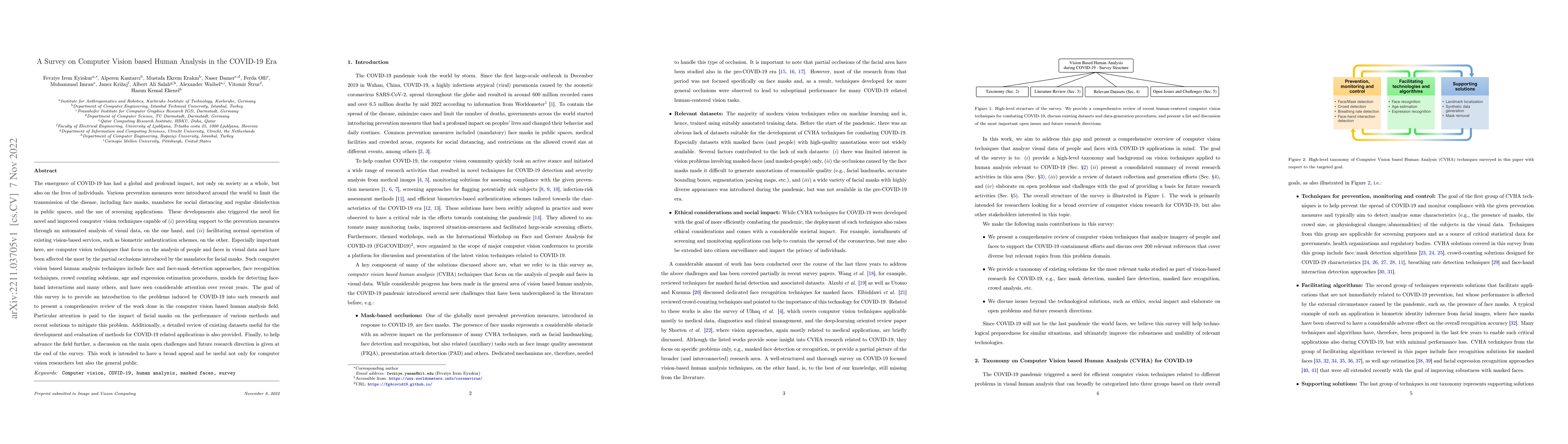 Thumbnail for A Survey on Computer Vision based Human Analysis in the COVID-19 Era