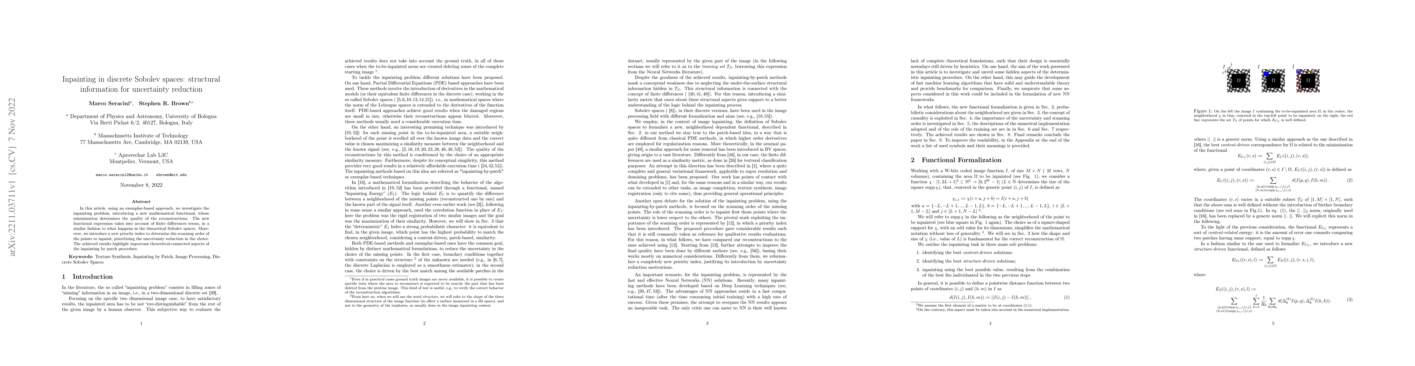 Thumbnail for Inpainting in discrete Sobolev spaces: structural information for
  uncertainty reduction