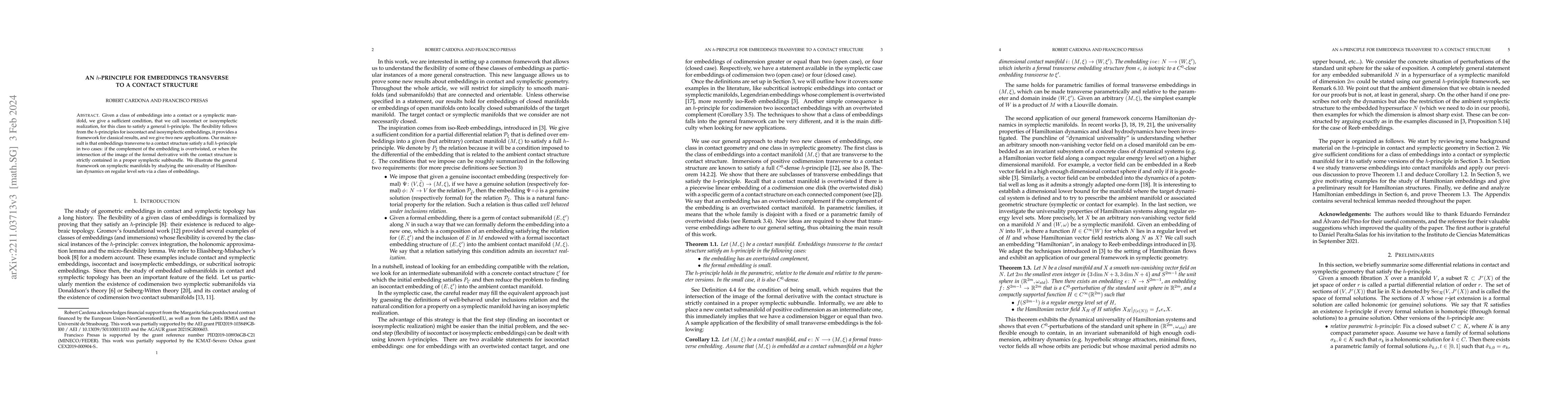 Thumbnail for An $h$-principle for embeddings transverse to a contact structure