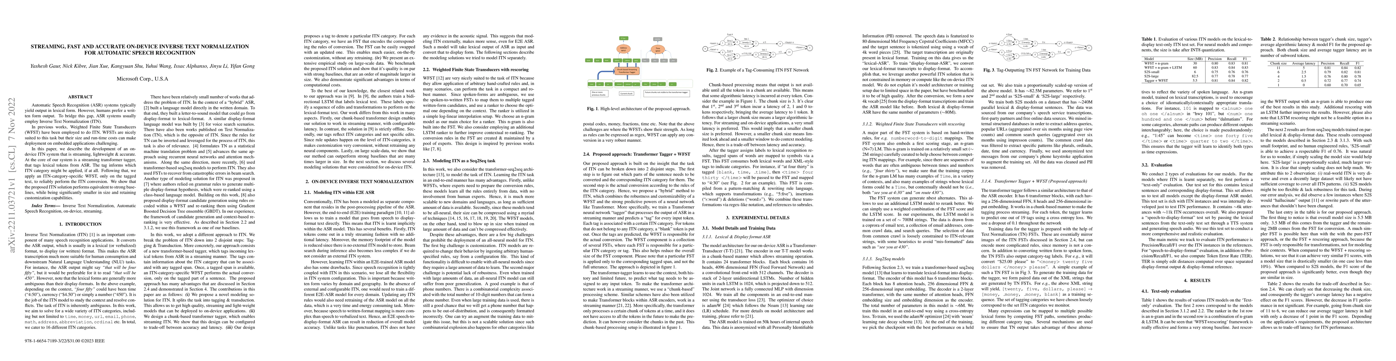 Thumbnail for Streaming, fast and accurate on-device Inverse Text Normalization for
  Automatic Speech Recognition