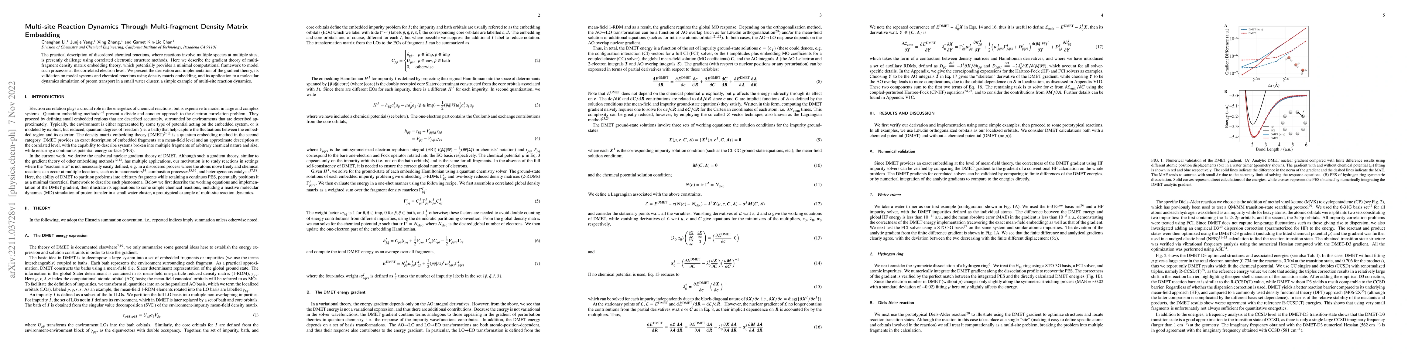 Thumbnail for Multi-site Reaction Dynamics Through Multi-fragment Density Matrix
  Embedding