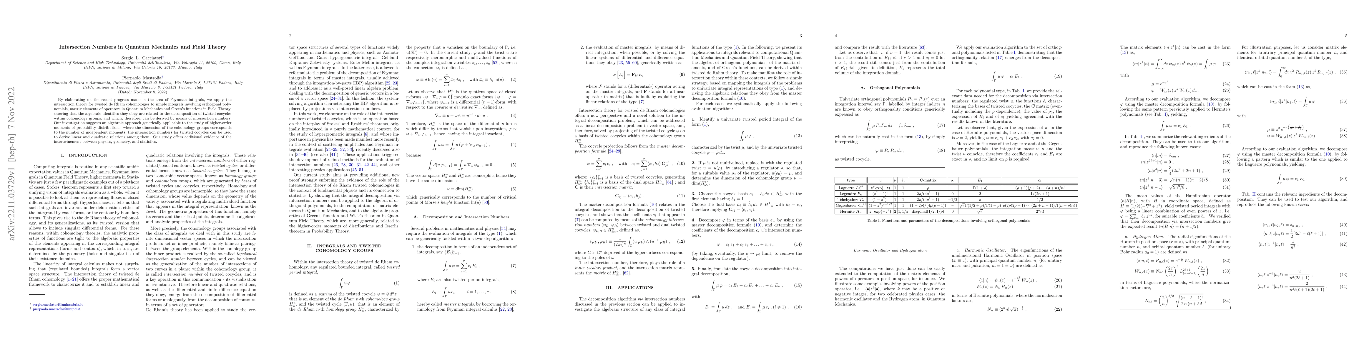 Thumbnail for Intersection Numbers in Quantum Mechanics and Field Theory