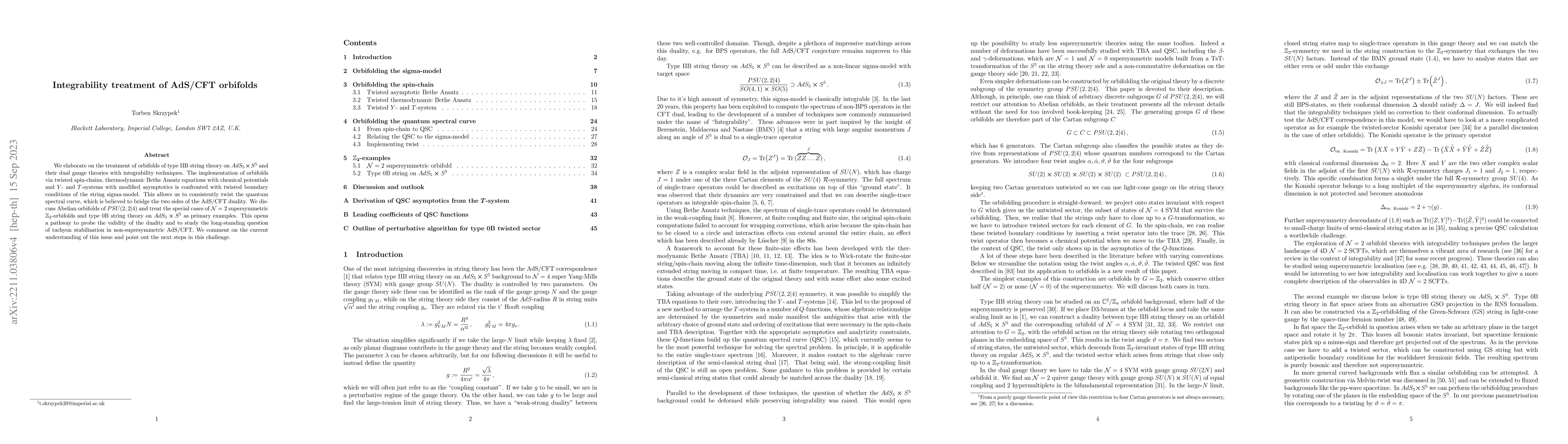 Thumbnail for Integrability treatment of AdS/CFT orbifolds