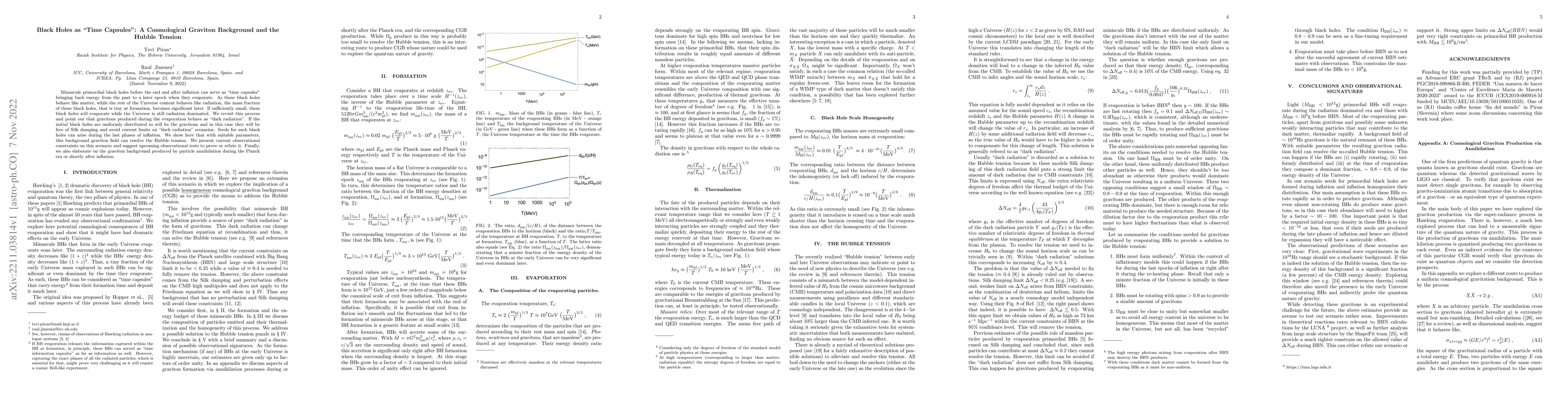Thumbnail for Black Holes as "Time Capsules": A Cosmological Graviton Background and
  the Hubble Tension