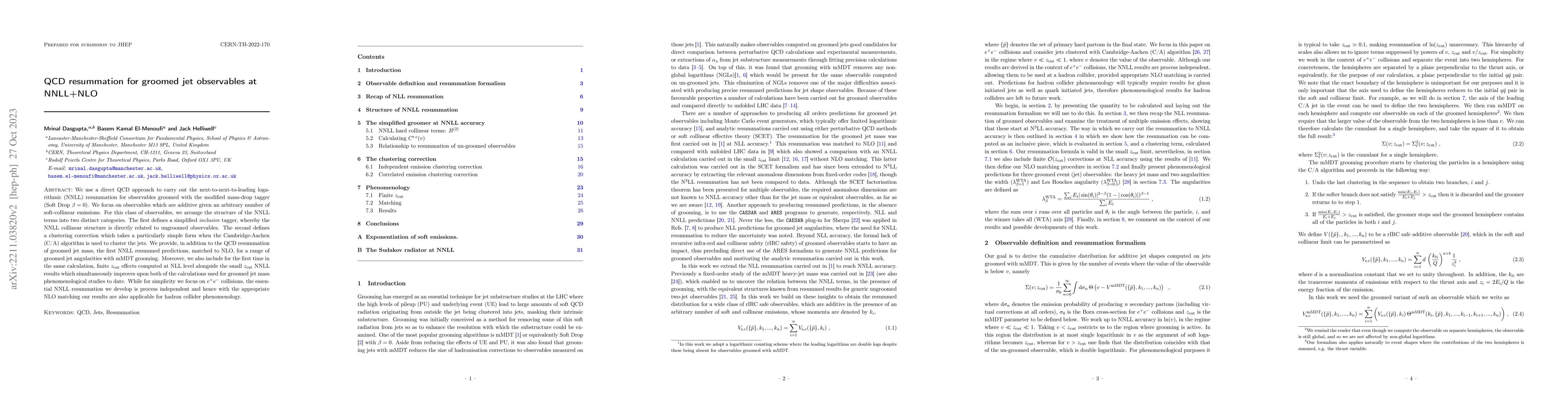 Thumbnail for QCD resummation for groomed jet observables at NNLL+NLO