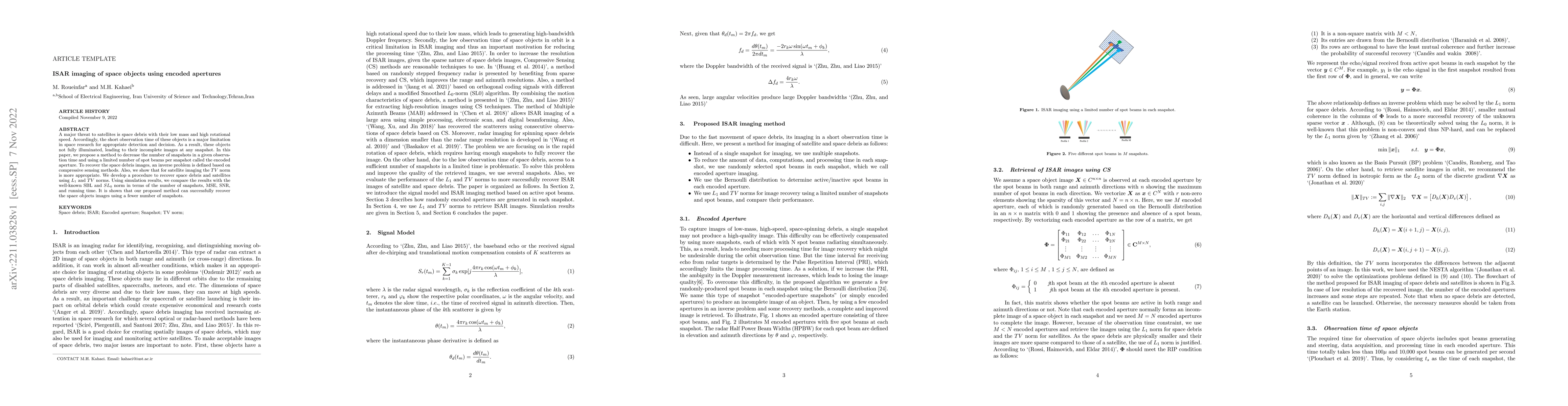 Thumbnail for ISAR imaging of space objects using encoded apertures