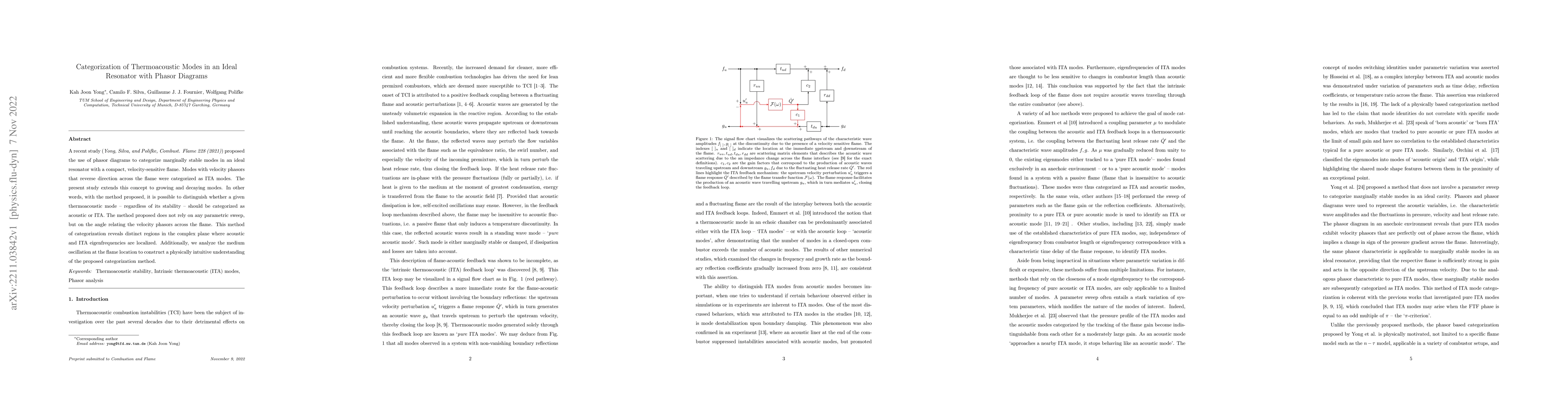 Thumbnail for Categorization of Thermoacoustic Modes in an Ideal Resonator with Phasor
  Diagrams