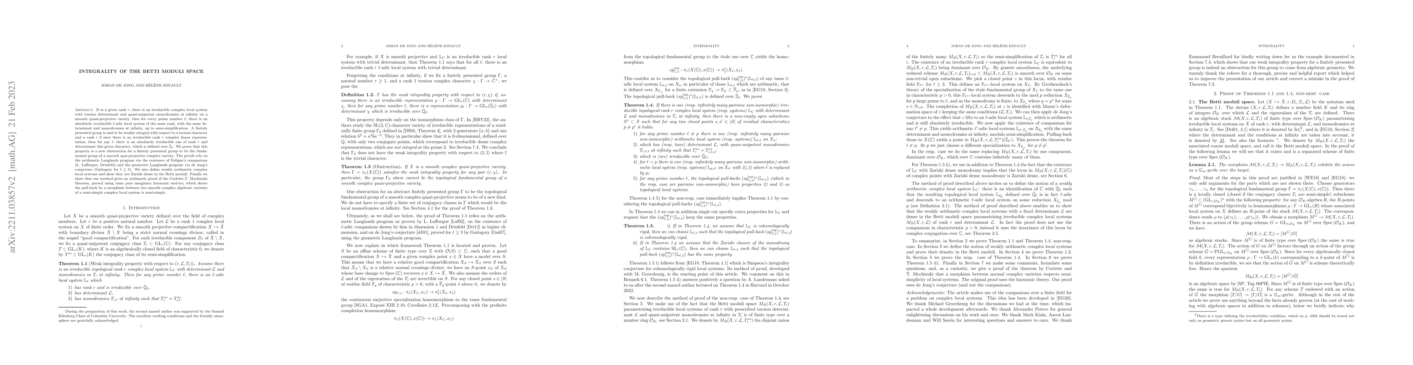 Thumbnail for Integrality of the Betti moduli space