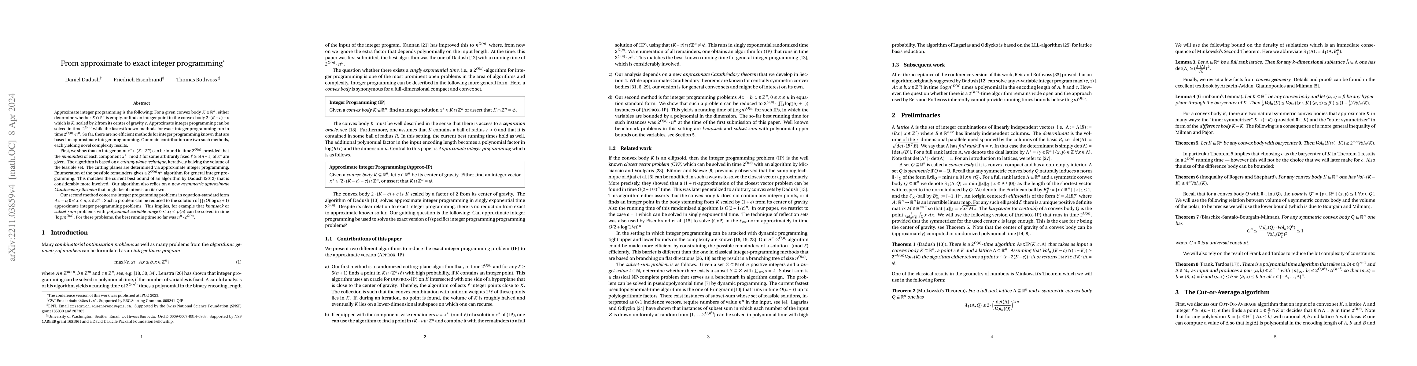 Thumbnail for From approximate to exact integer programming
