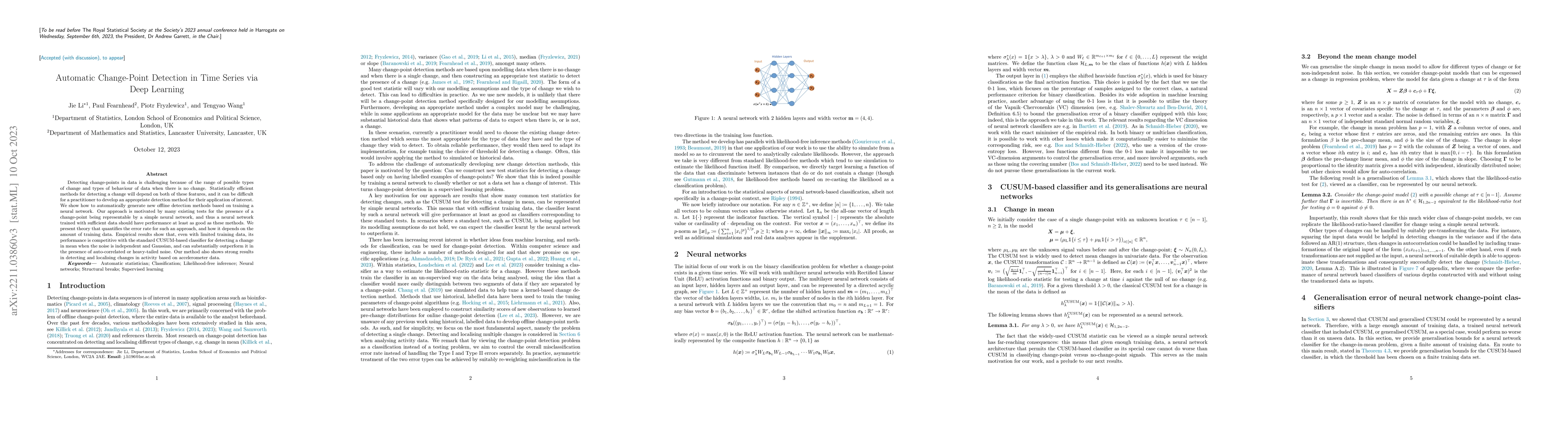 Thumbnail for Automatic Change-Point Detection in Time Series via Deep Learning
