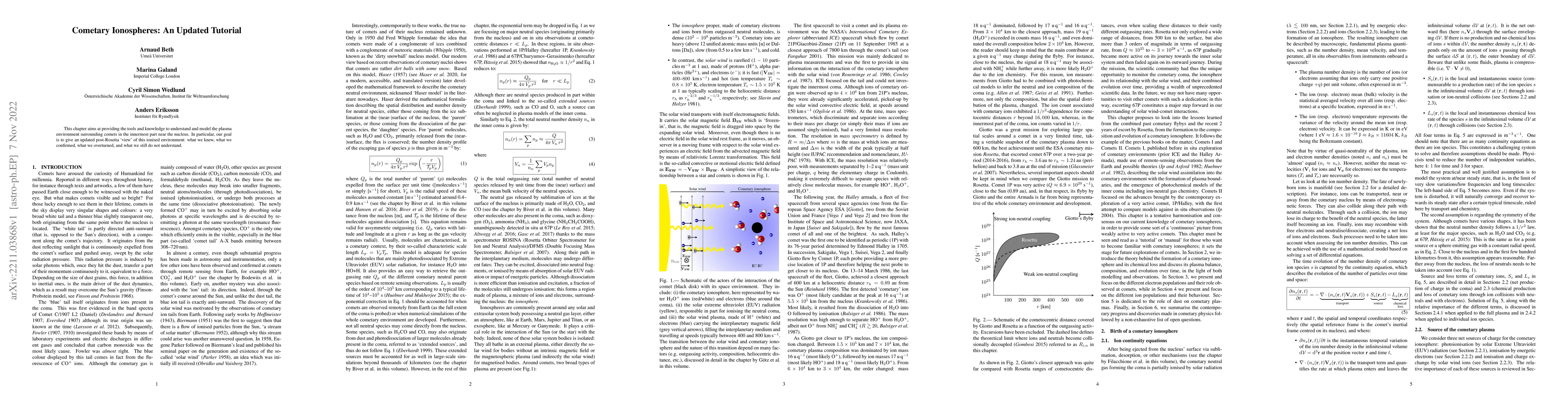 Thumbnail for Cometary Ionospheres: An Updated Tutorial