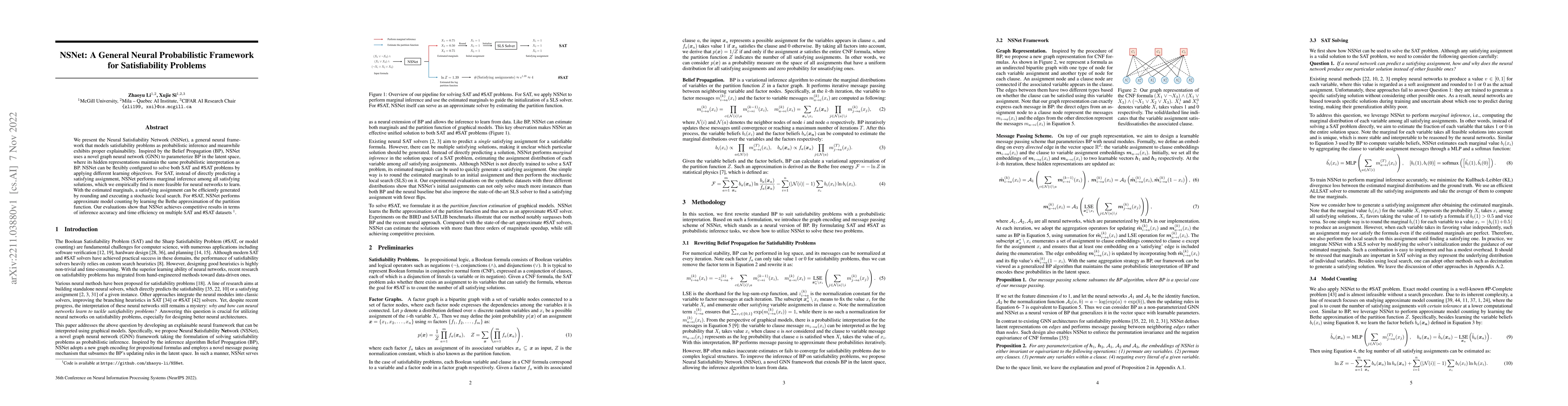 Thumbnail for NSNet: A General Neural Probabilistic Framework for Satisfiability
  Problems