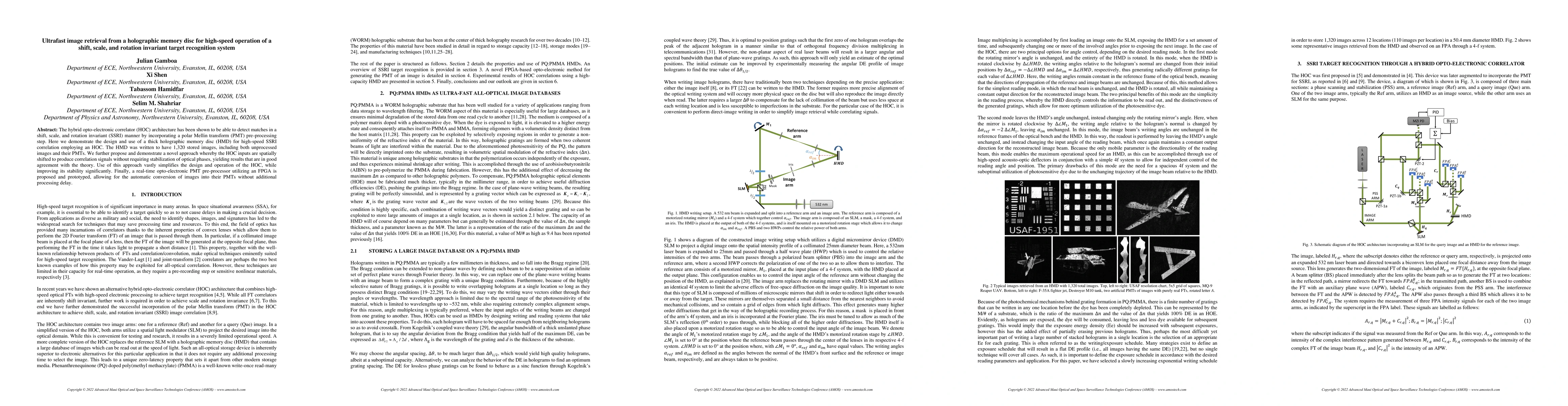 Thumbnail for Ultrafast Image Retrieval from a Holographic Memory Disc for High-Speed
  Operation of a Shift, Scale, and Rotation Invariant Target Recognition System