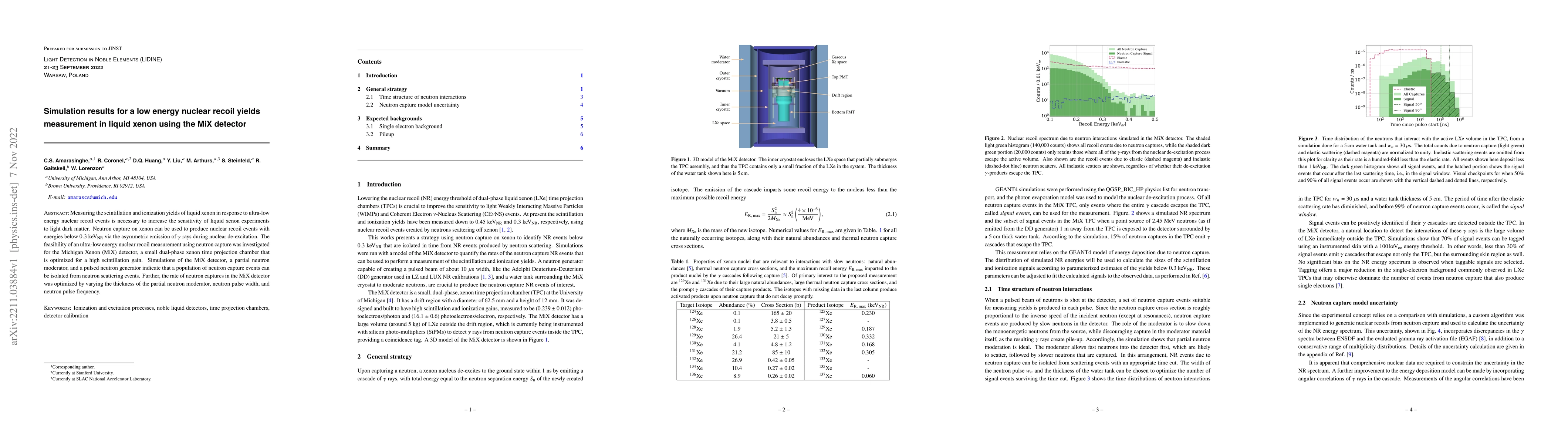 Thumbnail for Simulation results for a low energy nuclear recoil yields measurement in
  liquid xenon using the MiX detector