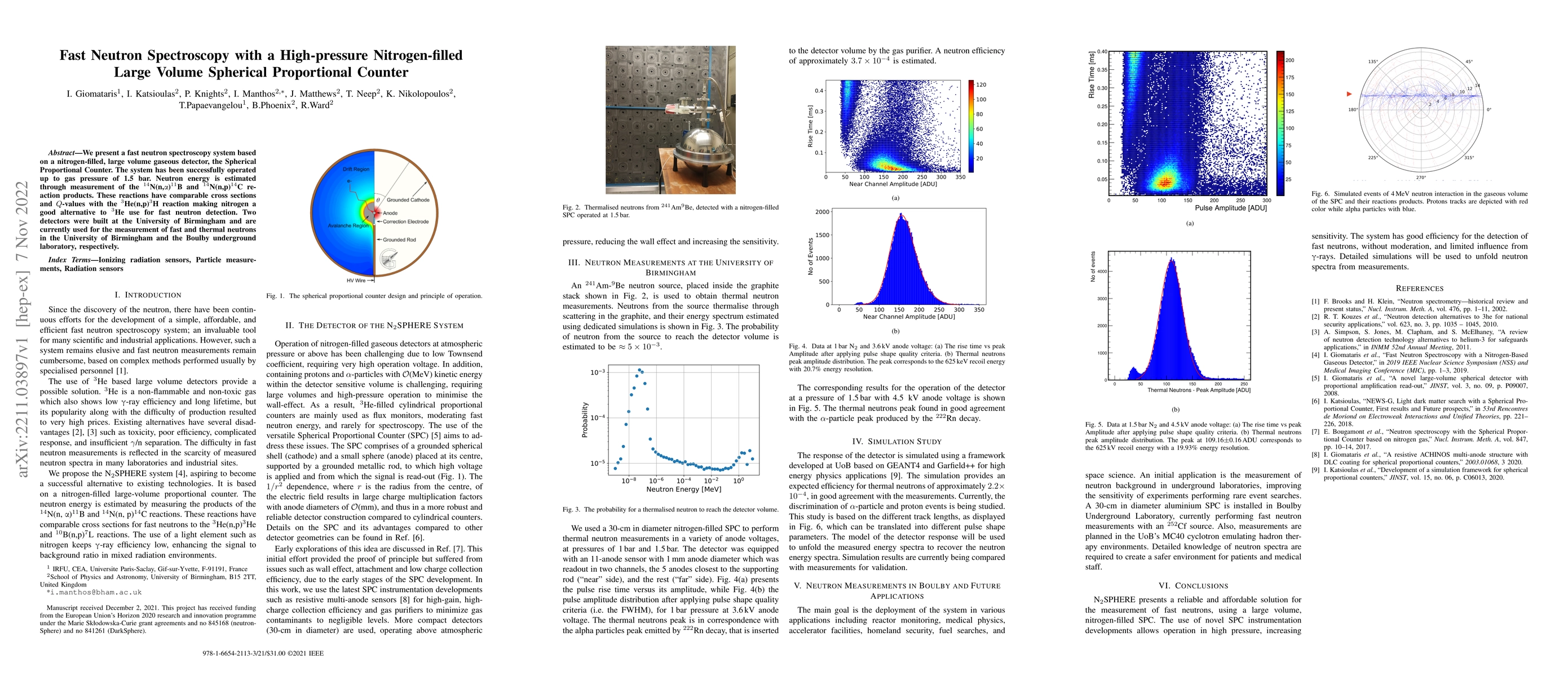 Thumbnail for Fast Neutron Spectroscopy with a High-pressure Nitrogen-filled Large
  Volume Spherical Proportional Counter