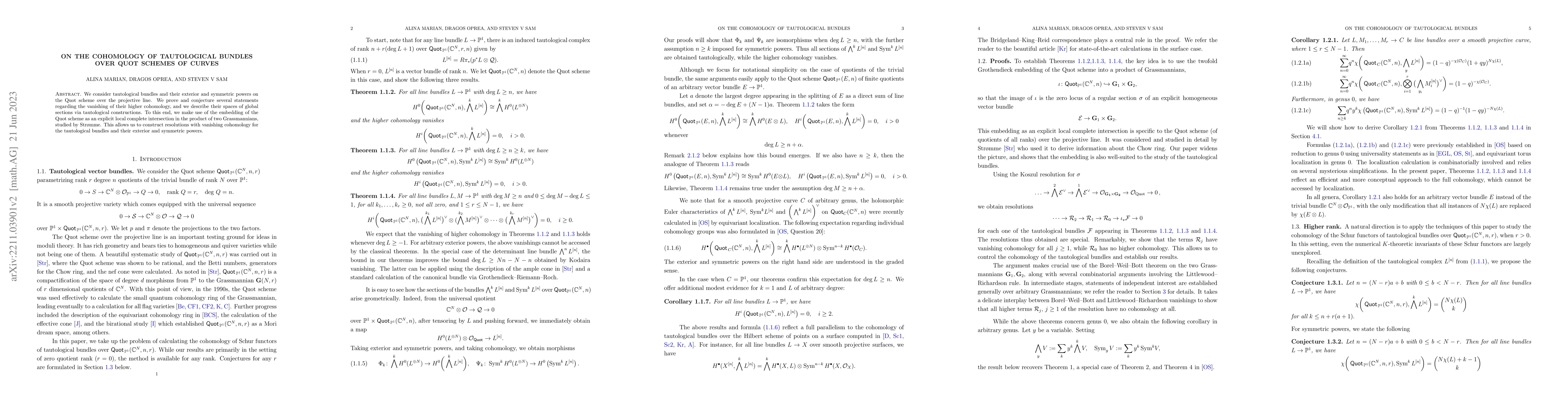 Thumbnail for On the cohomology of tautological bundles over Quot schemes of curves