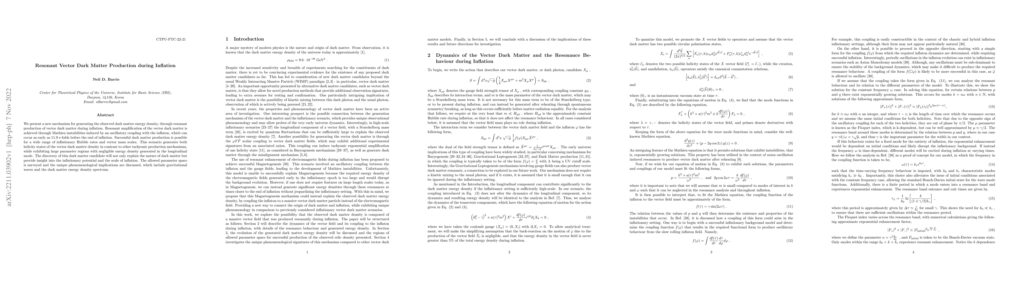 Thumbnail for Resonant Vector Dark Matter Production during Inflation