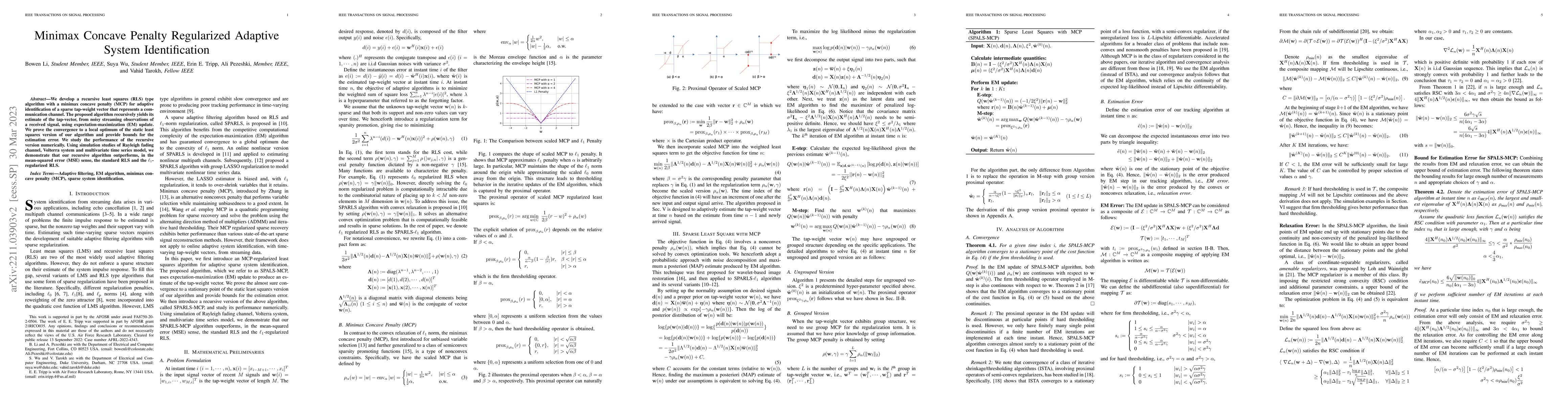 Thumbnail for Minimax Concave Penalty Regularized Adaptive System Identification