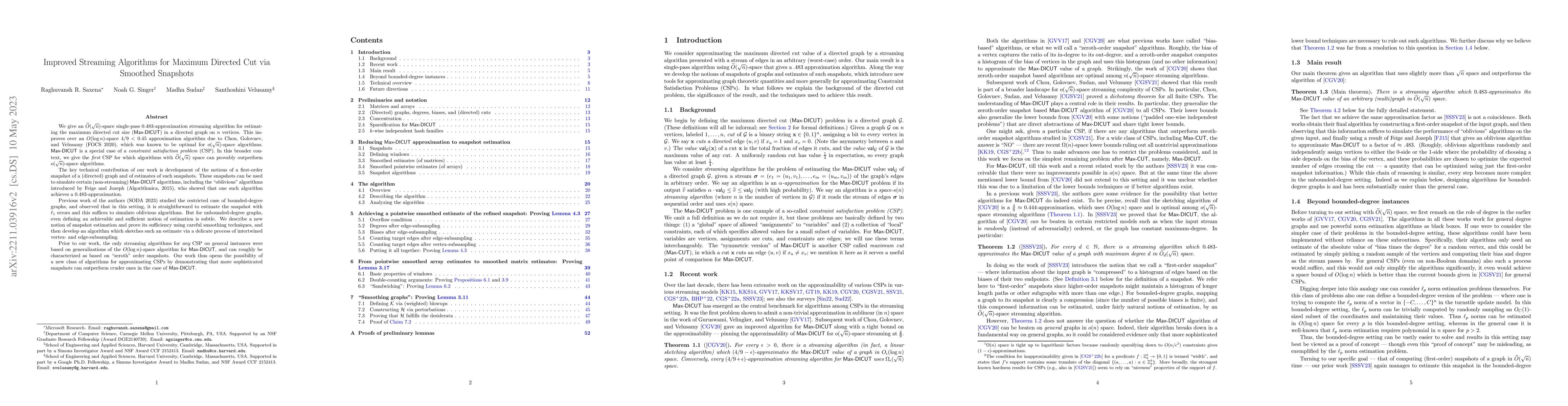 Thumbnail for Improved Streaming Algorithms for Maximum Directed Cut via Smoothed
  Snapshots