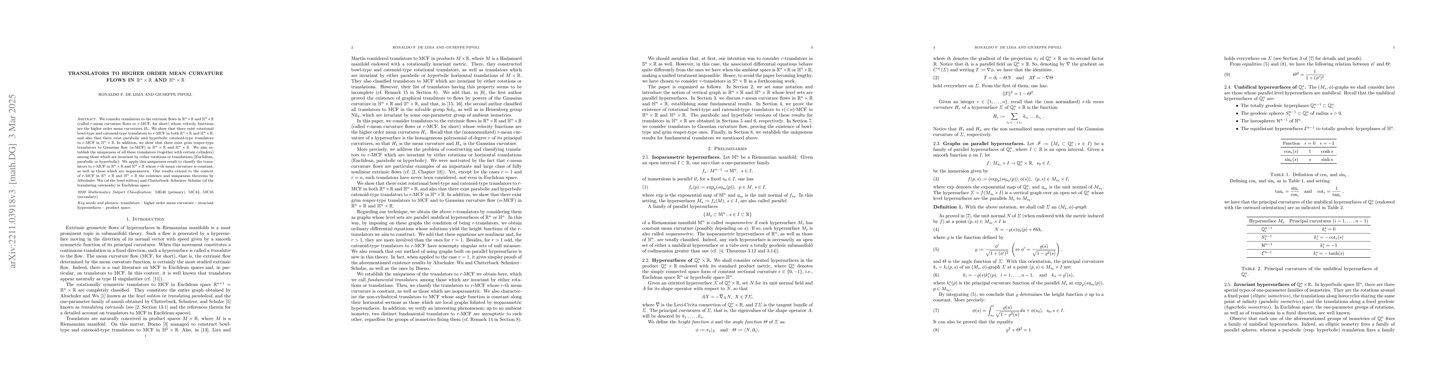 Thumbnail for Translators to Higher Order Mean Curvature Flows in $\mathbb
  R^n\times\mathbb R$ and $\mathbb H^n\times\mathbb R$