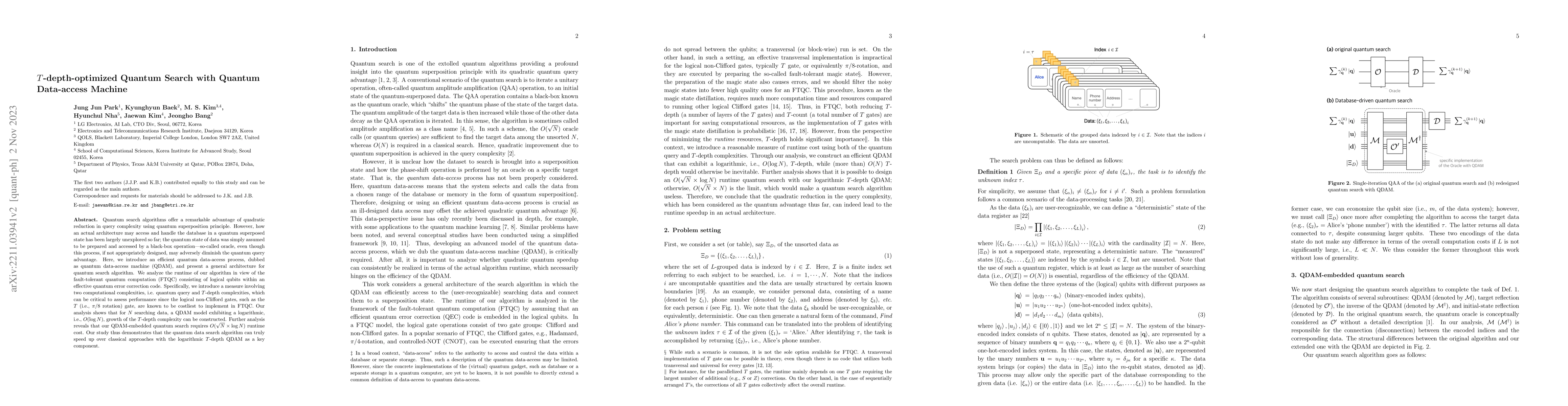 Thumbnail for $T$-depth-optimized Quantum Search with Quantum Data-access Machine