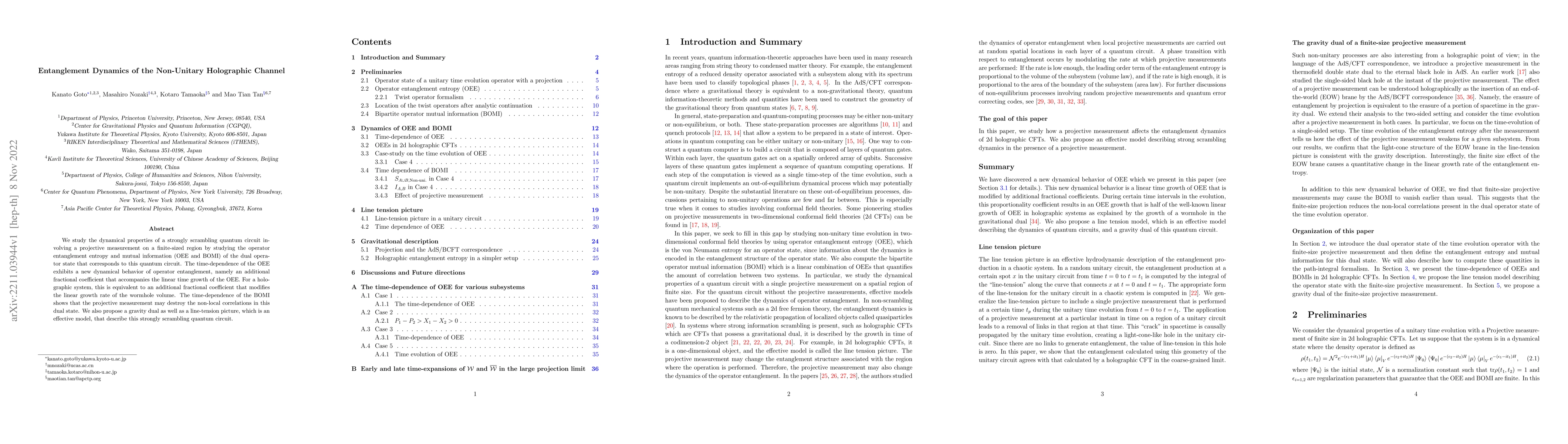 Thumbnail for Entanglement Dynamics of the Non-Unitary Holographic Channel