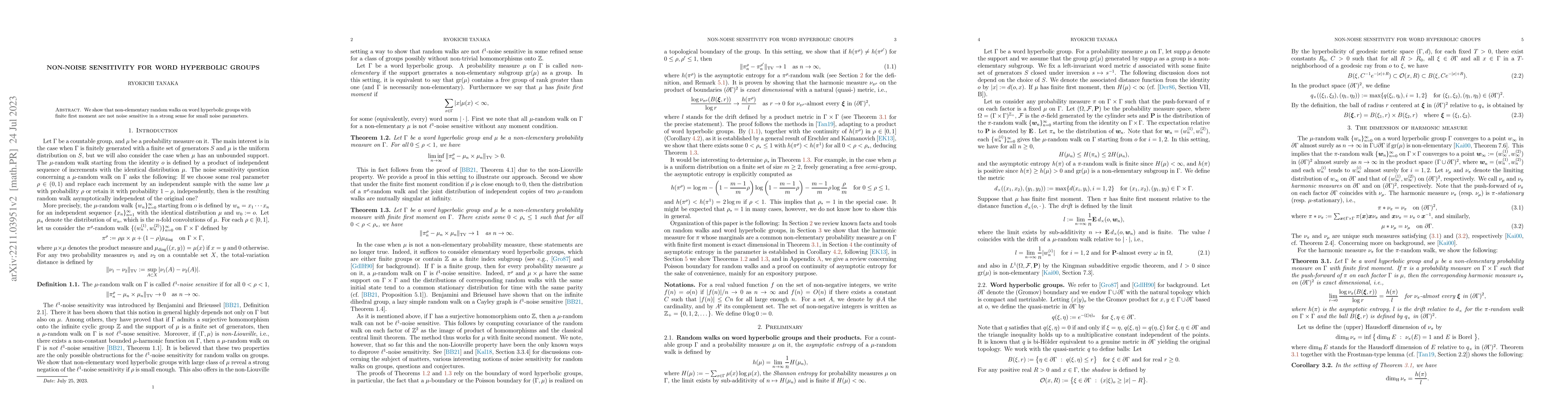 Thumbnail for Non-noise sensitivity for word hyperbolic groups