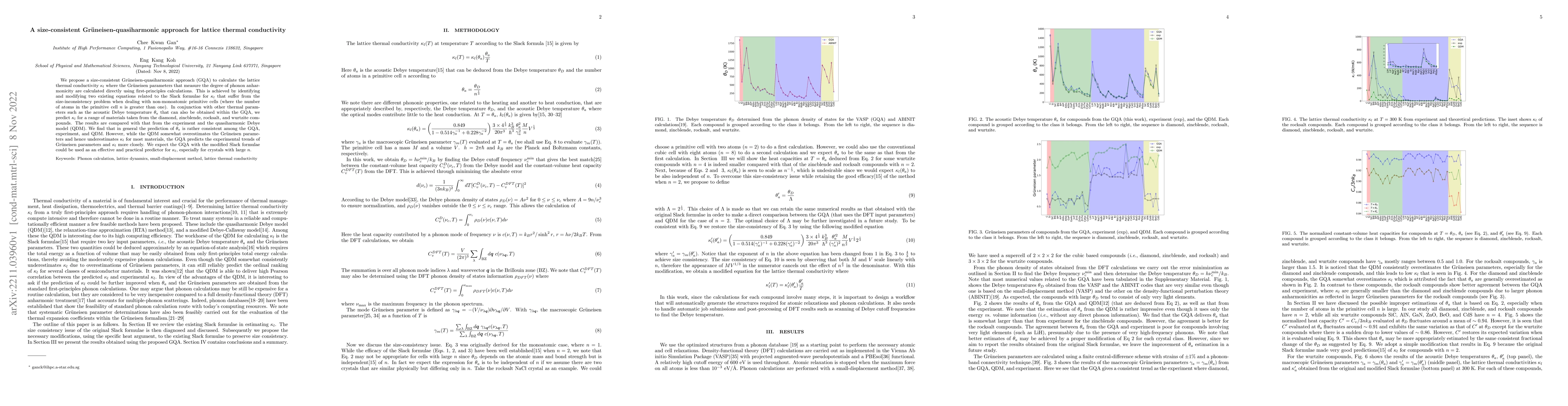 Thumbnail for A size-consistent Gr\"uneisen-quasiharmonic approach for lattice thermal
  conductivity