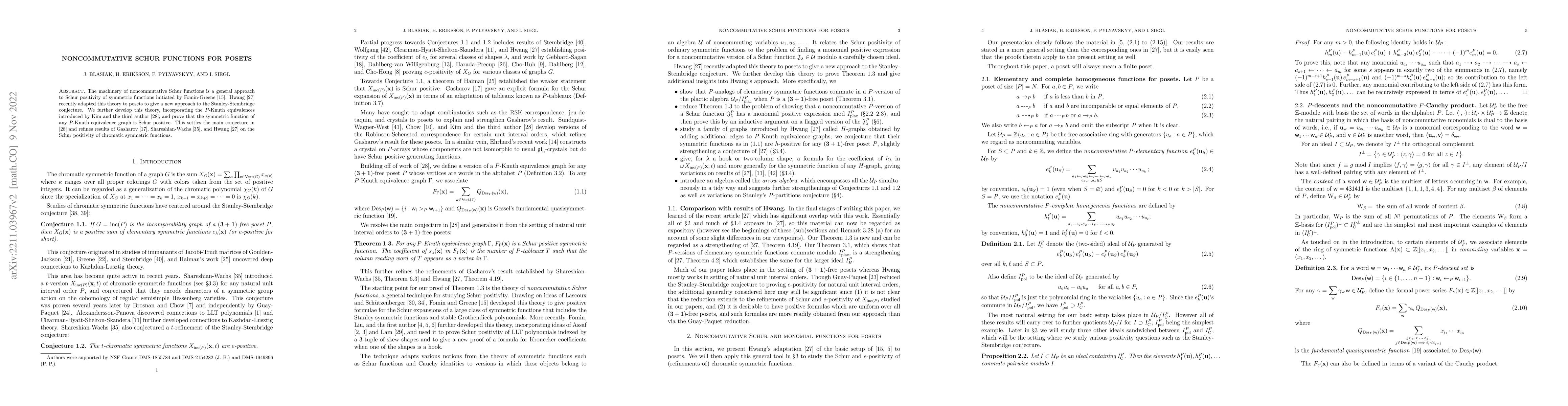 Thumbnail for Noncommutative Schur functions for posets