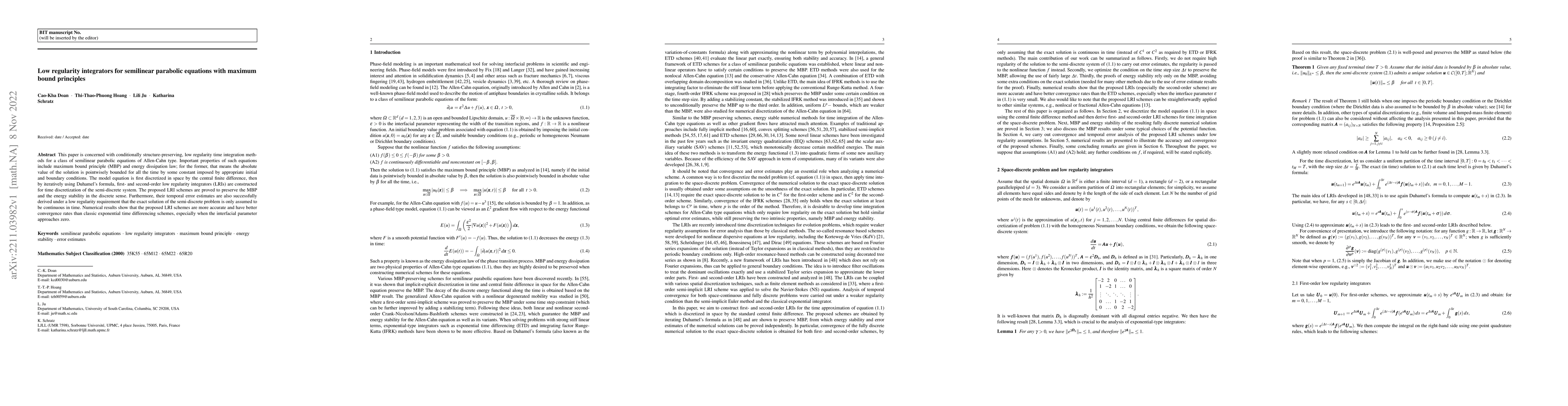 Thumbnail for Low regularity integrators for semilinear parabolic equations with
  maximum bound principles