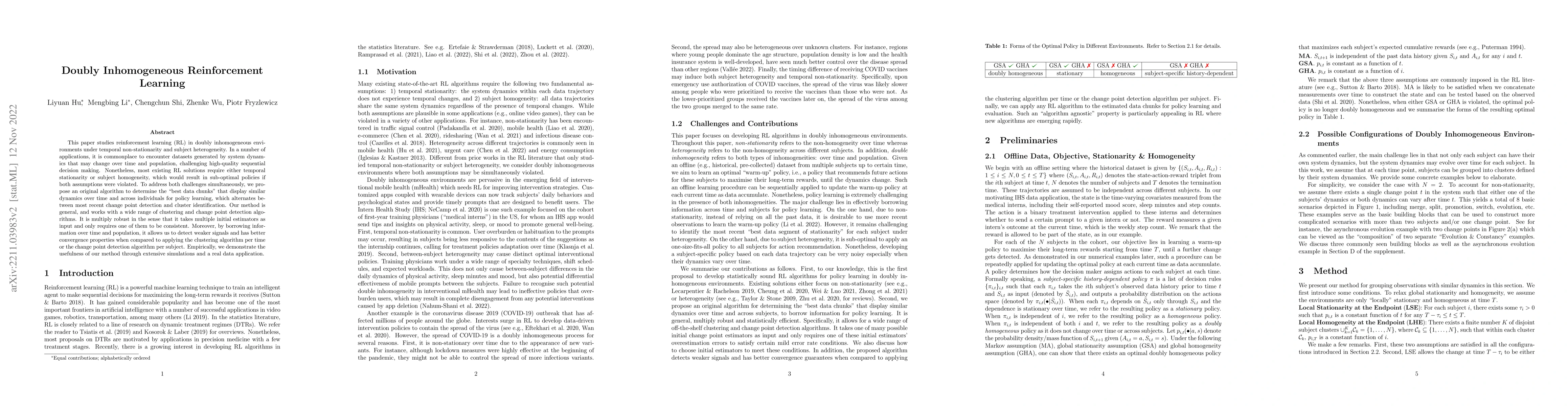 Thumbnail for Doubly Inhomogeneous Reinforcement Learning