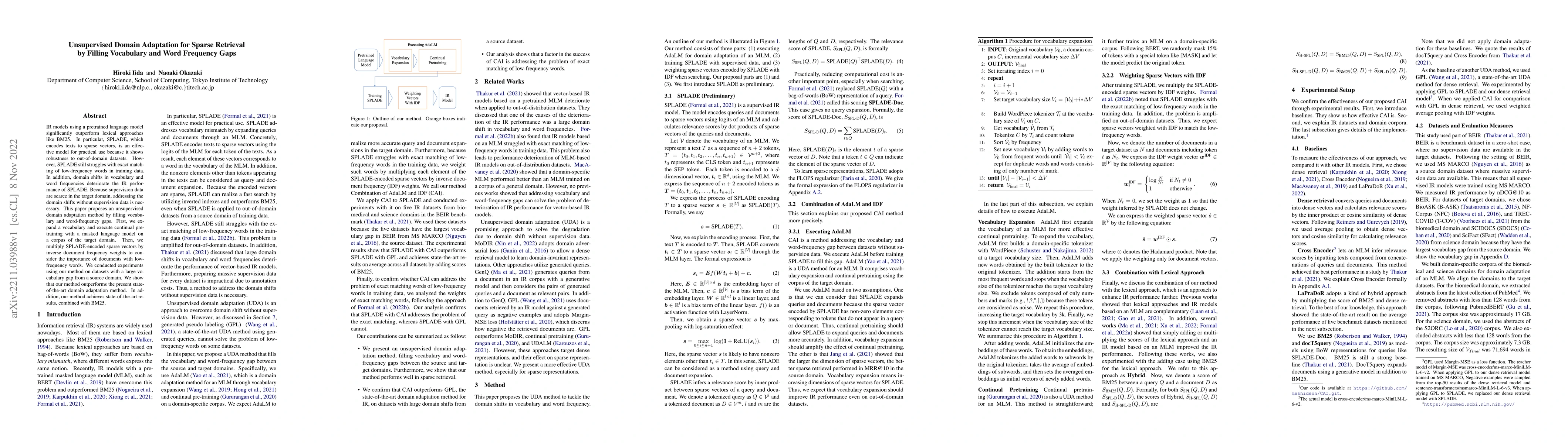 Thumbnail for Unsupervised Domain Adaptation for Sparse Retrieval by Filling
  Vocabulary and Word Frequency Gaps