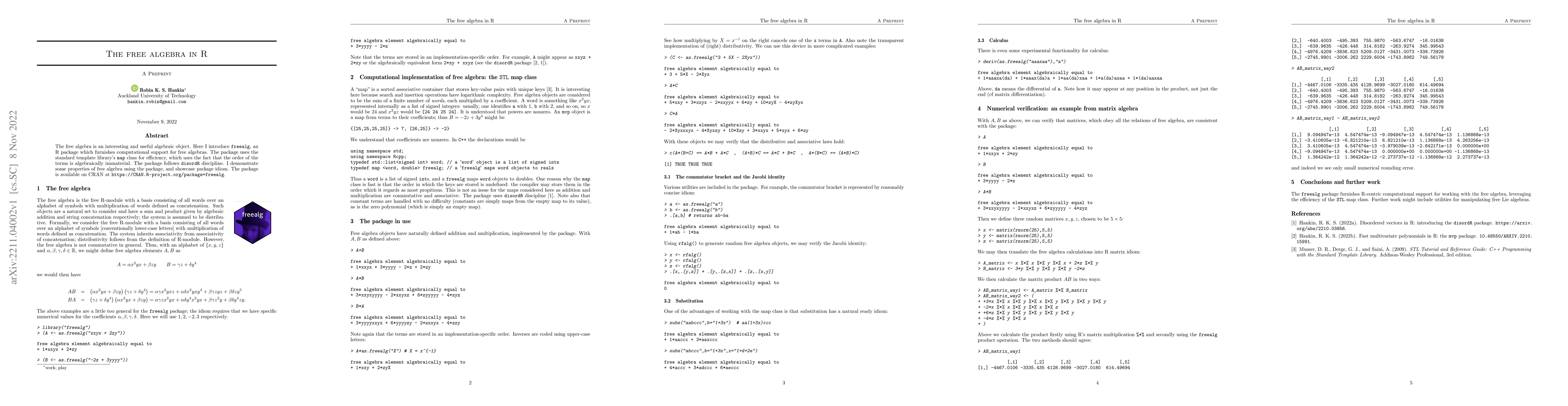 Thumbnail for The free algebra in R