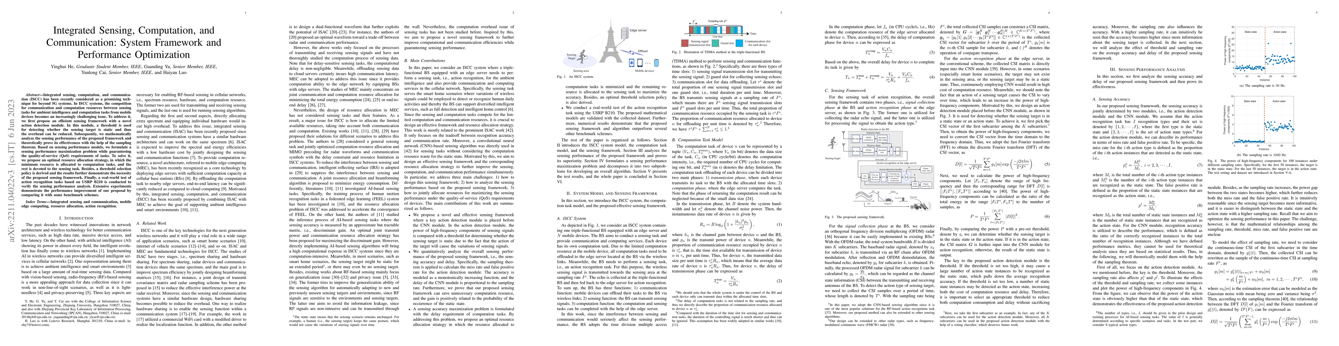 Thumbnail for Integrated Sensing, Computation, and Communication: System Framework and
  Performance Optimization