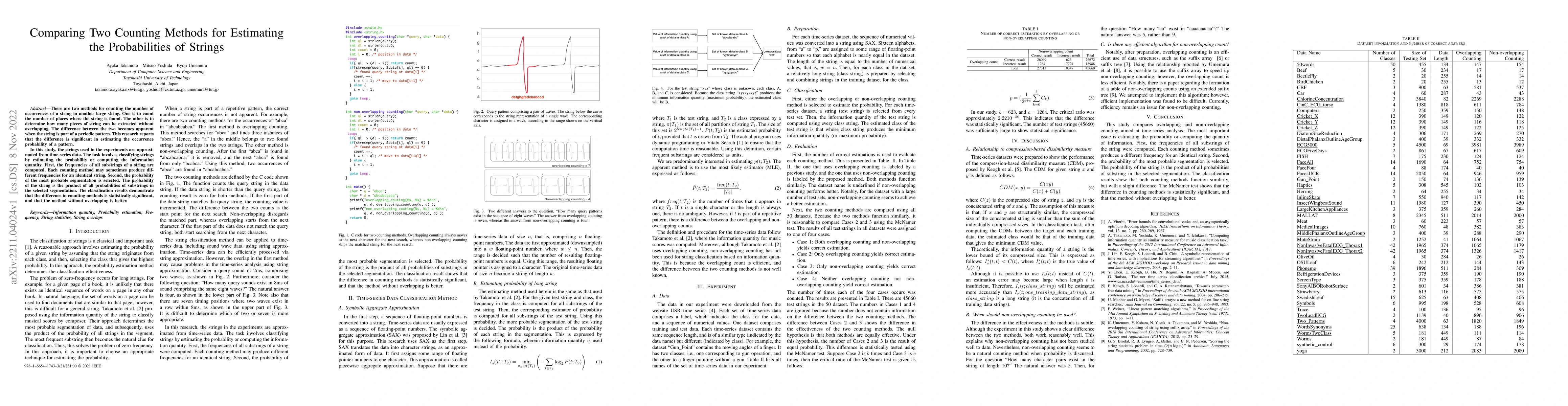 Thumbnail for Comparing Two Counting Methods for Estimating the Probabilities of
  Strings