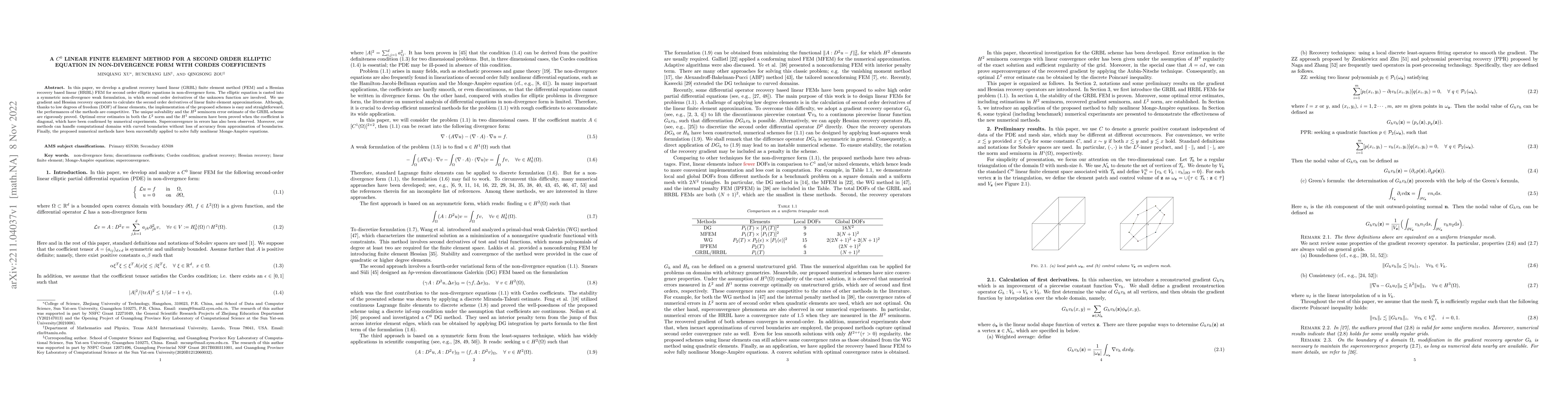 Thumbnail for A $C^0$ Linear Finite Element Method for a Second Order Elliptic
  Equation in Non-Divergence Form with Cordes Coefficients
