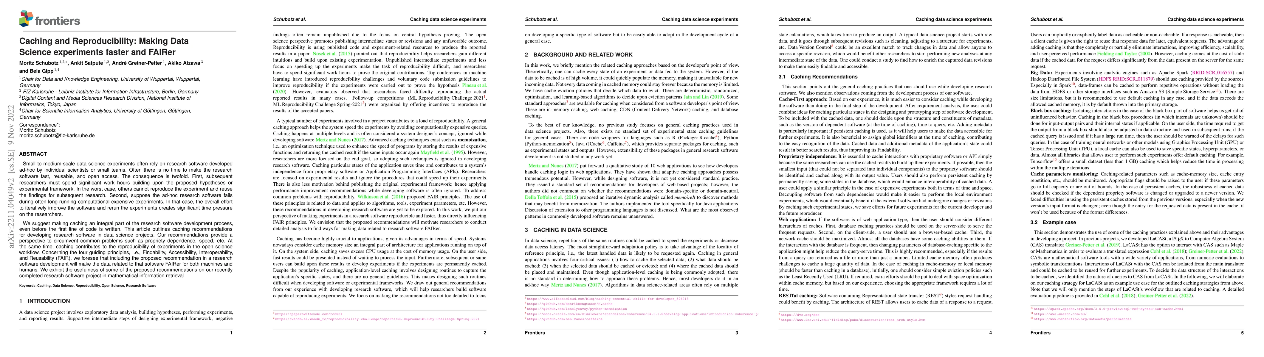 Thumbnail for Caching and Reproducibility: Making Data Science experiments faster and
  FAIRer