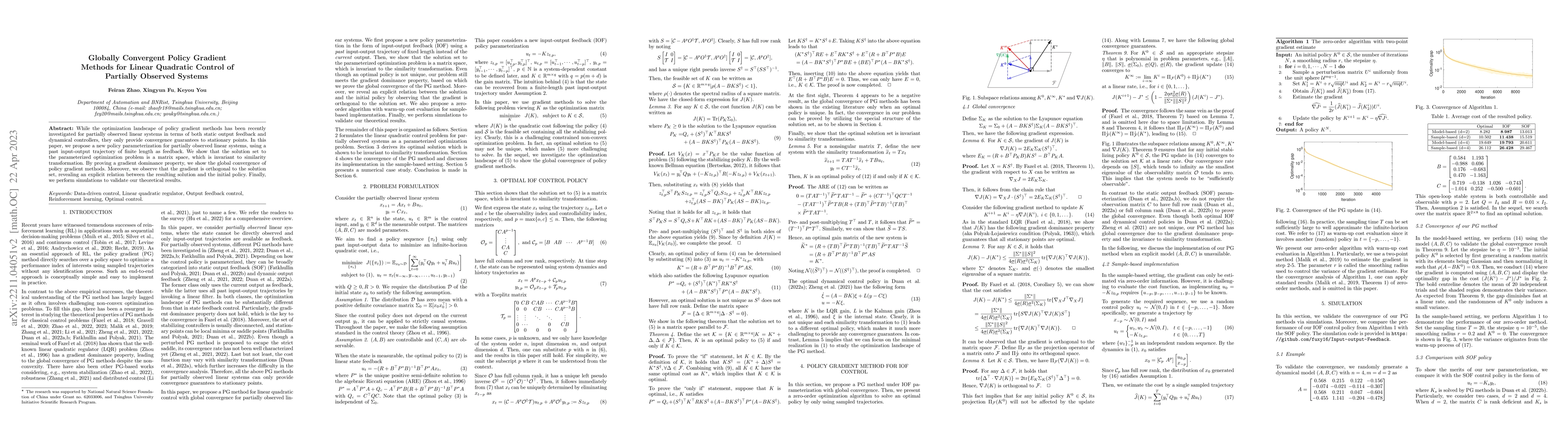 Thumbnail for Globally Convergent Policy Gradient Methods for Linear Quadratic Control
  of Partially Observed Systems
