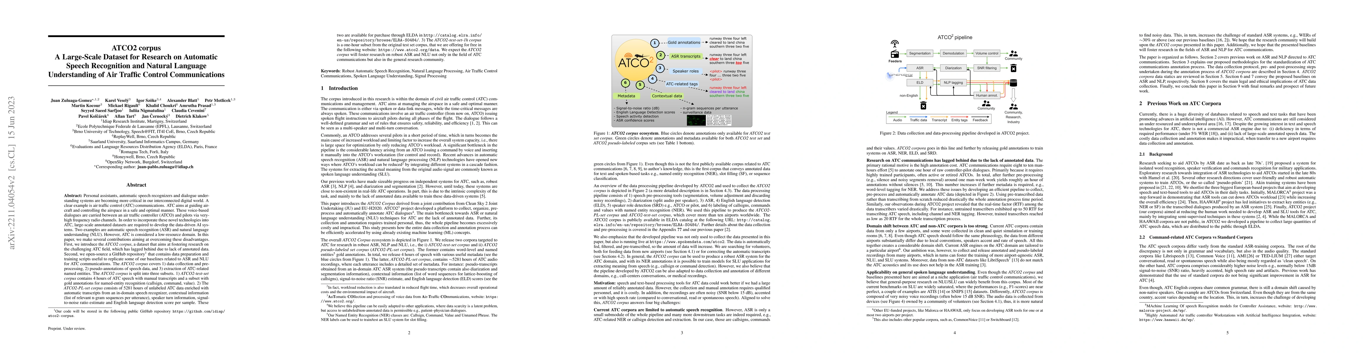Thumbnail for ATCO2 corpus: A Large-Scale Dataset for Research on Automatic Speech
  Recognition and Natural Language Understanding of Air Traffic Control
  Communications