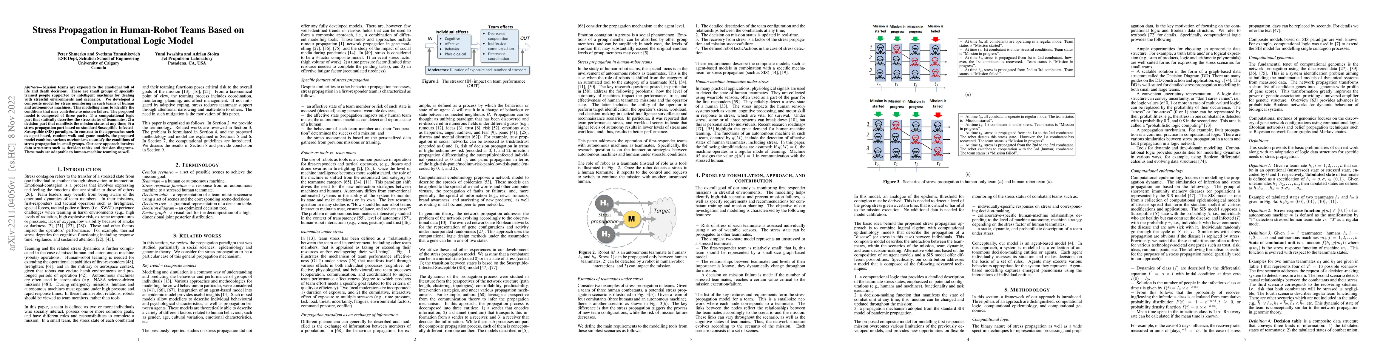 Thumbnail for Stress Propagation in Human-Robot Teams Based on Computational Logic
  Model
