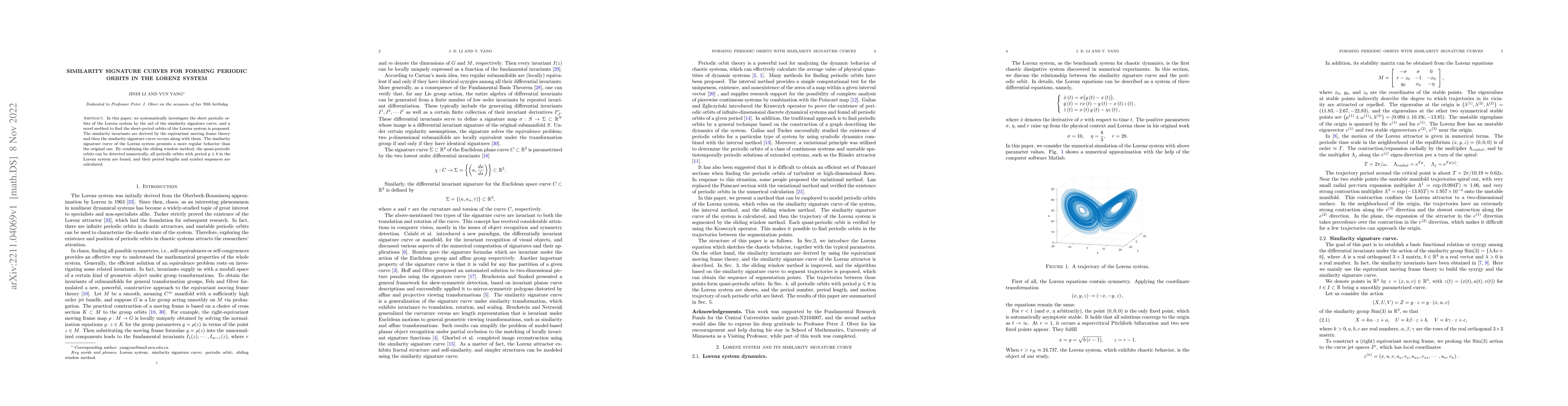 Thumbnail for Similarity signature curves for forming periodic orbits in the Lorenz
  system