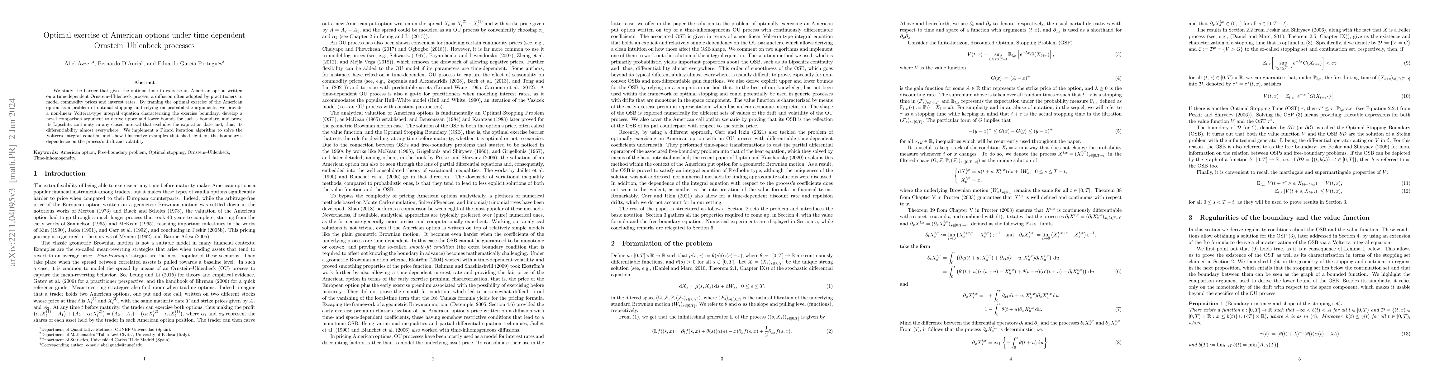 Thumbnail for Optimal exercise of American options under time-dependent
  Ornstein-Uhlenbeck processes