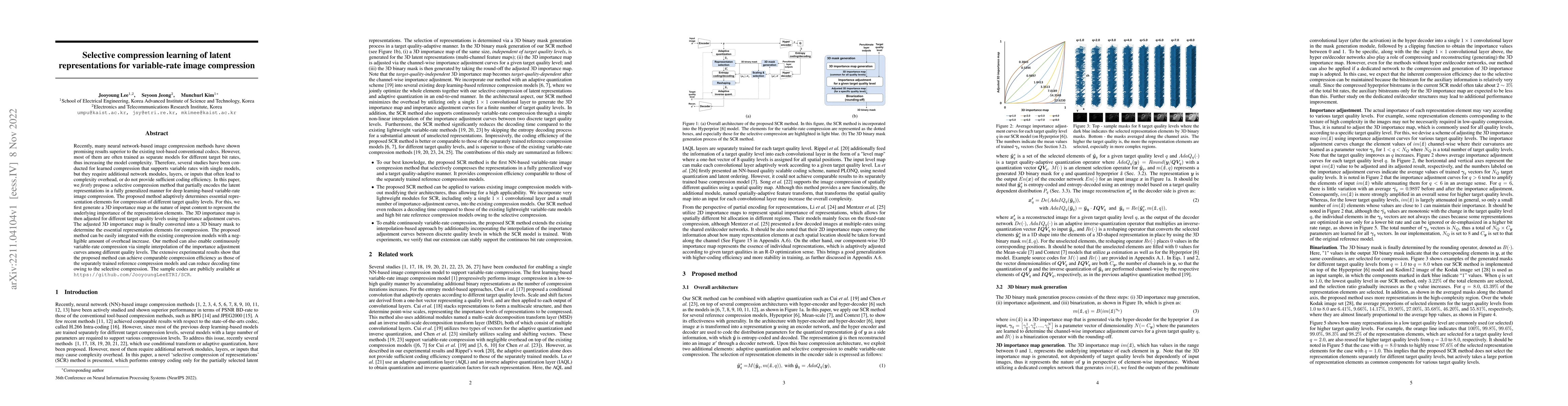 Thumbnail for Selective compression learning of latent representations for
  variable-rate image compression