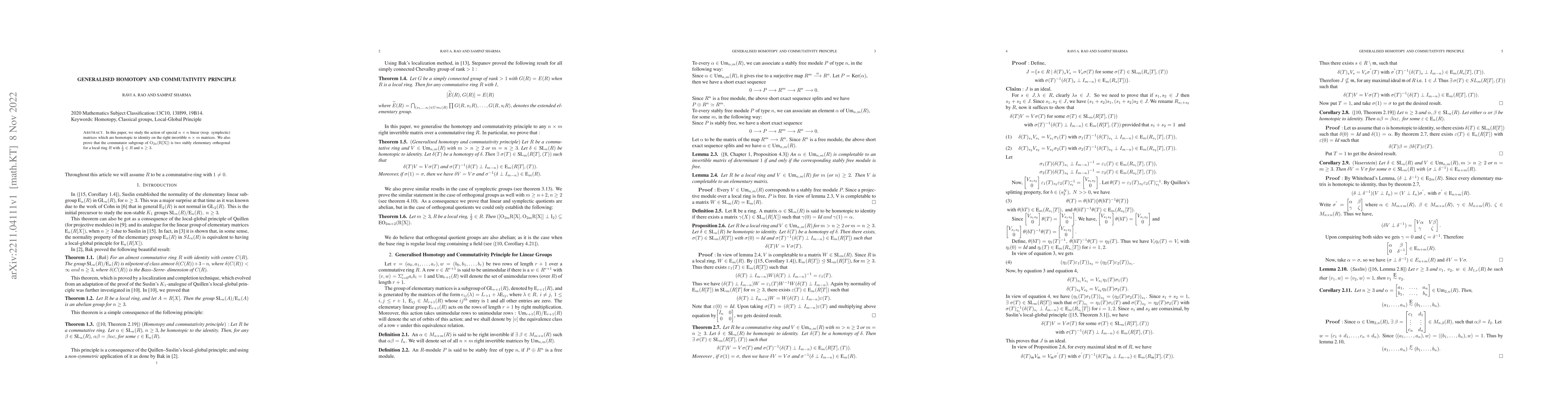 Thumbnail for Generalised homotopy and commutativity principle