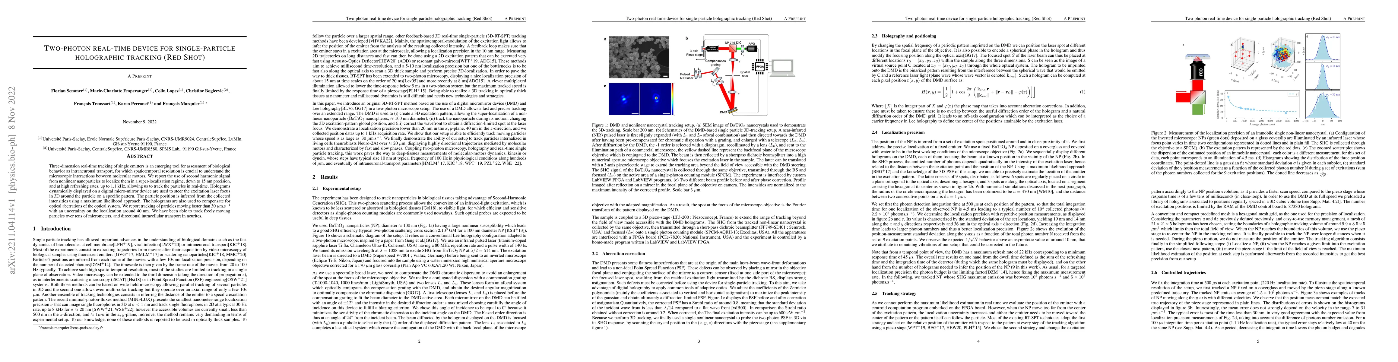 Thumbnail for Two-photon real-time device for single-particle holographic tracking
  (red shot)